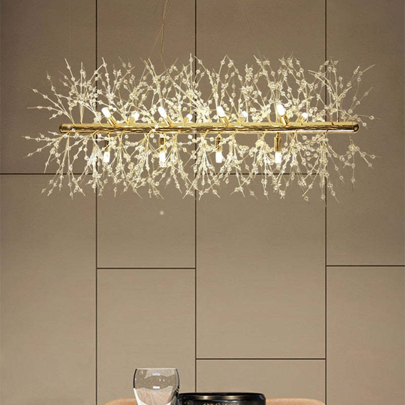 Lunaria White Gold Metal LED Pendant Lights For Dining