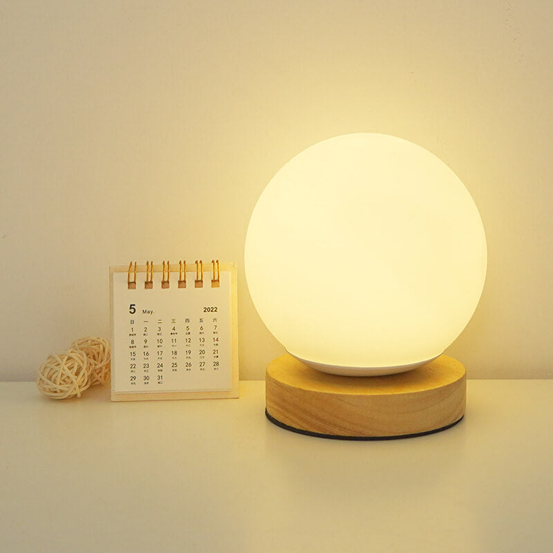 Lampada da comodino rotonda Aurelle ricaricabile USB a LED in stile moderno minimalista