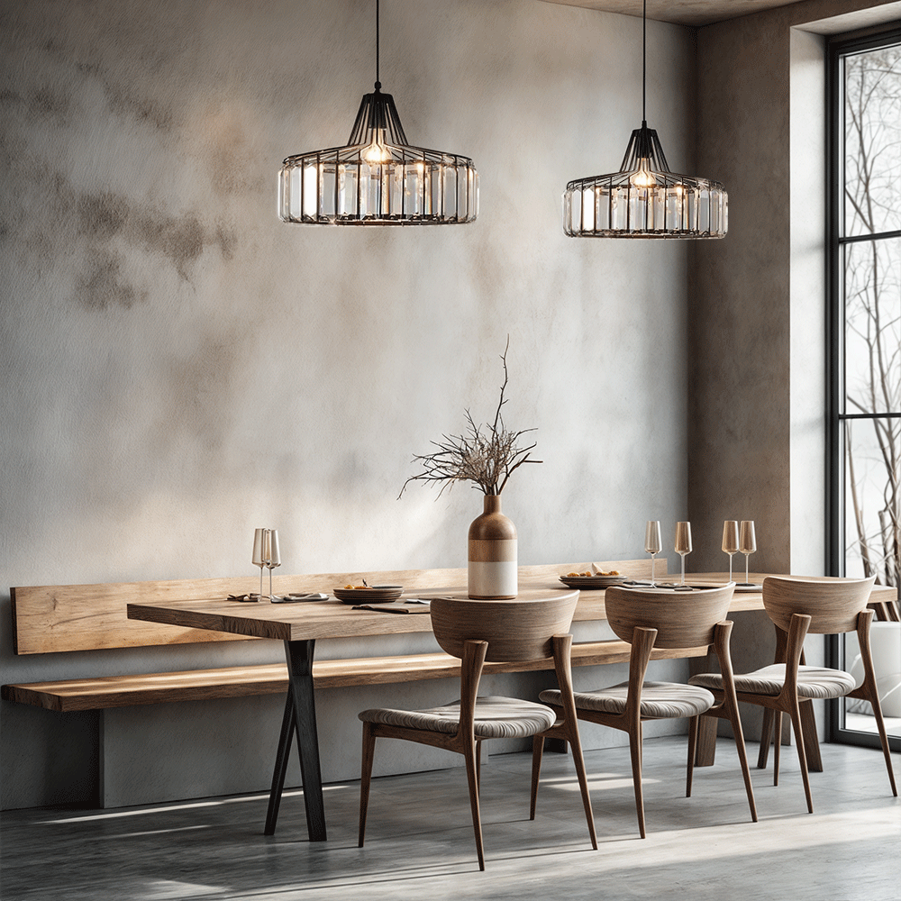 Lyra Crystal Pendant Light With Iron Fixture And Prismatic Glow