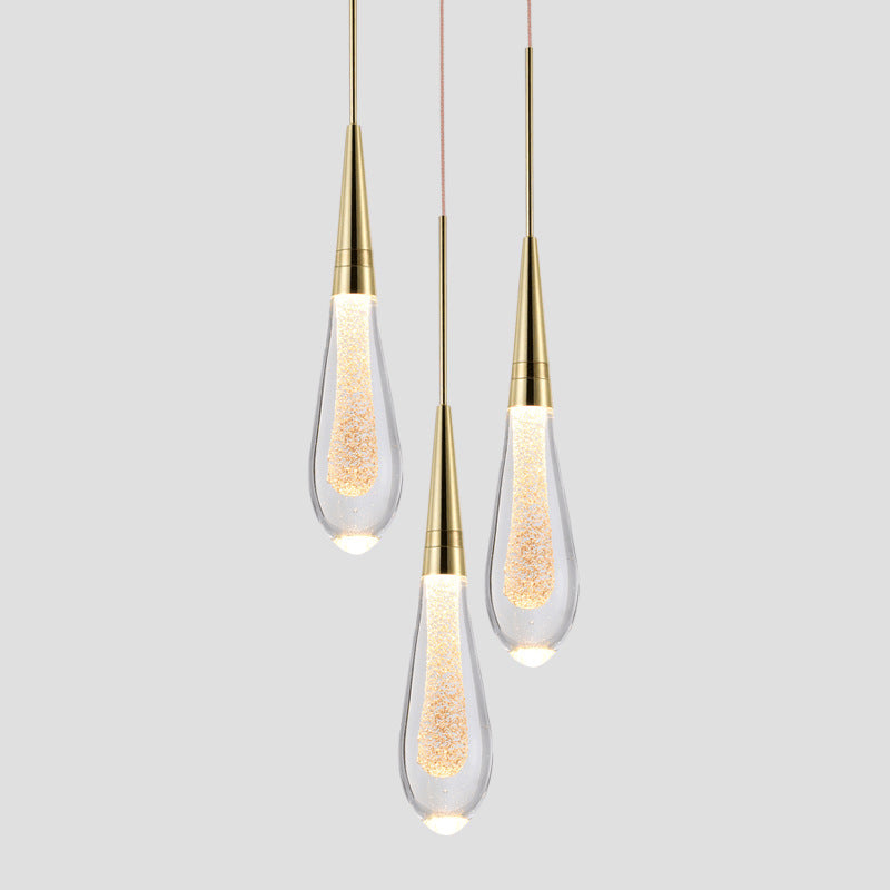 Aurora Golden Droplet Crystal Pendant Lights for Homes and Offices
