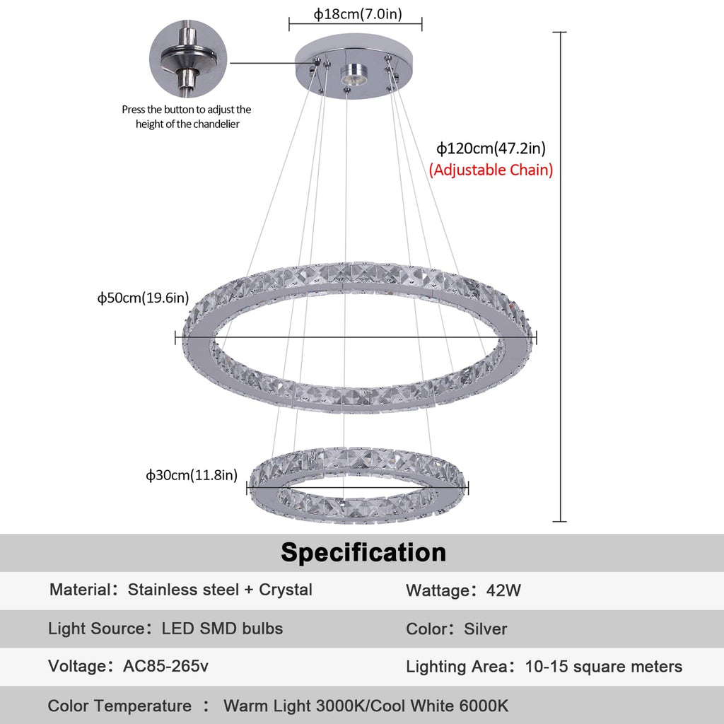 Aurea Crystal Ring Pendant Light With Chrome Finish