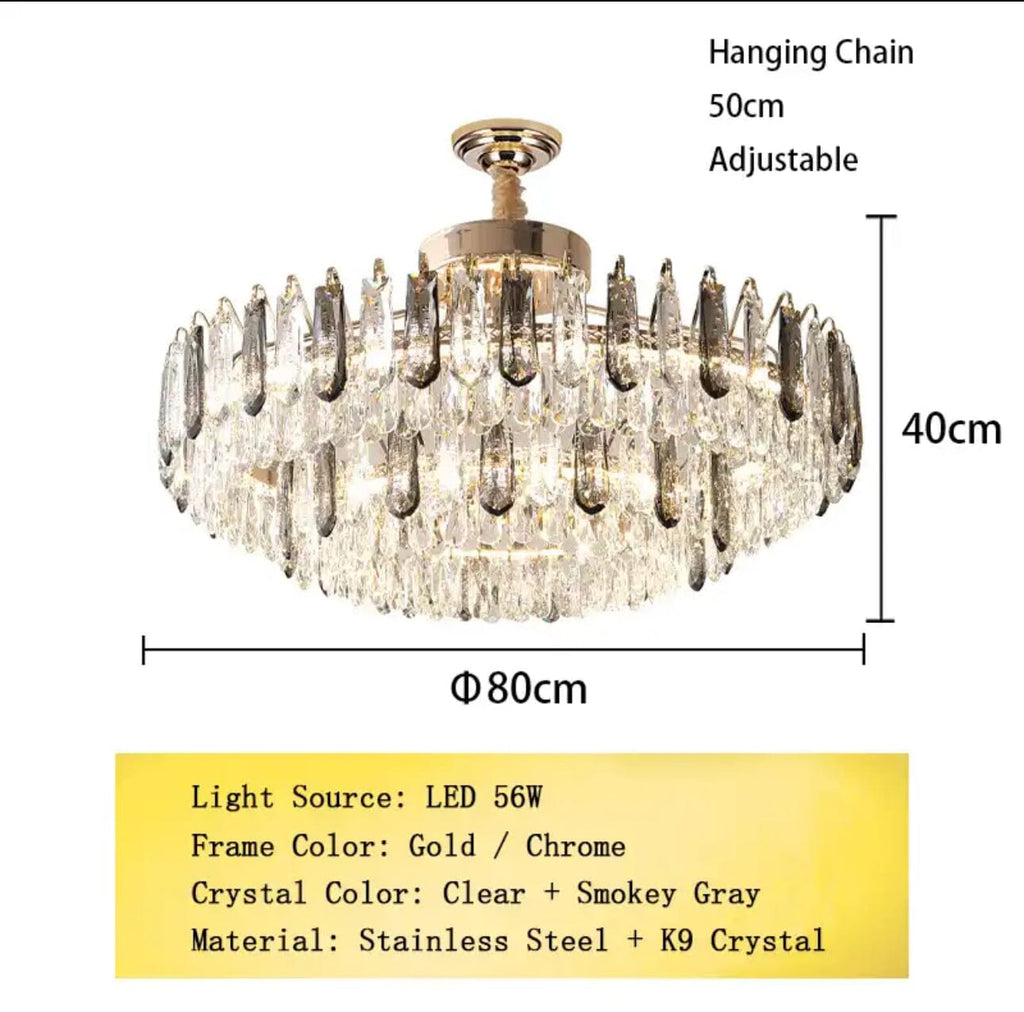 Lumistra Signature Crystal Ceiling Light In Gold Or Chrome With K9 Crystals