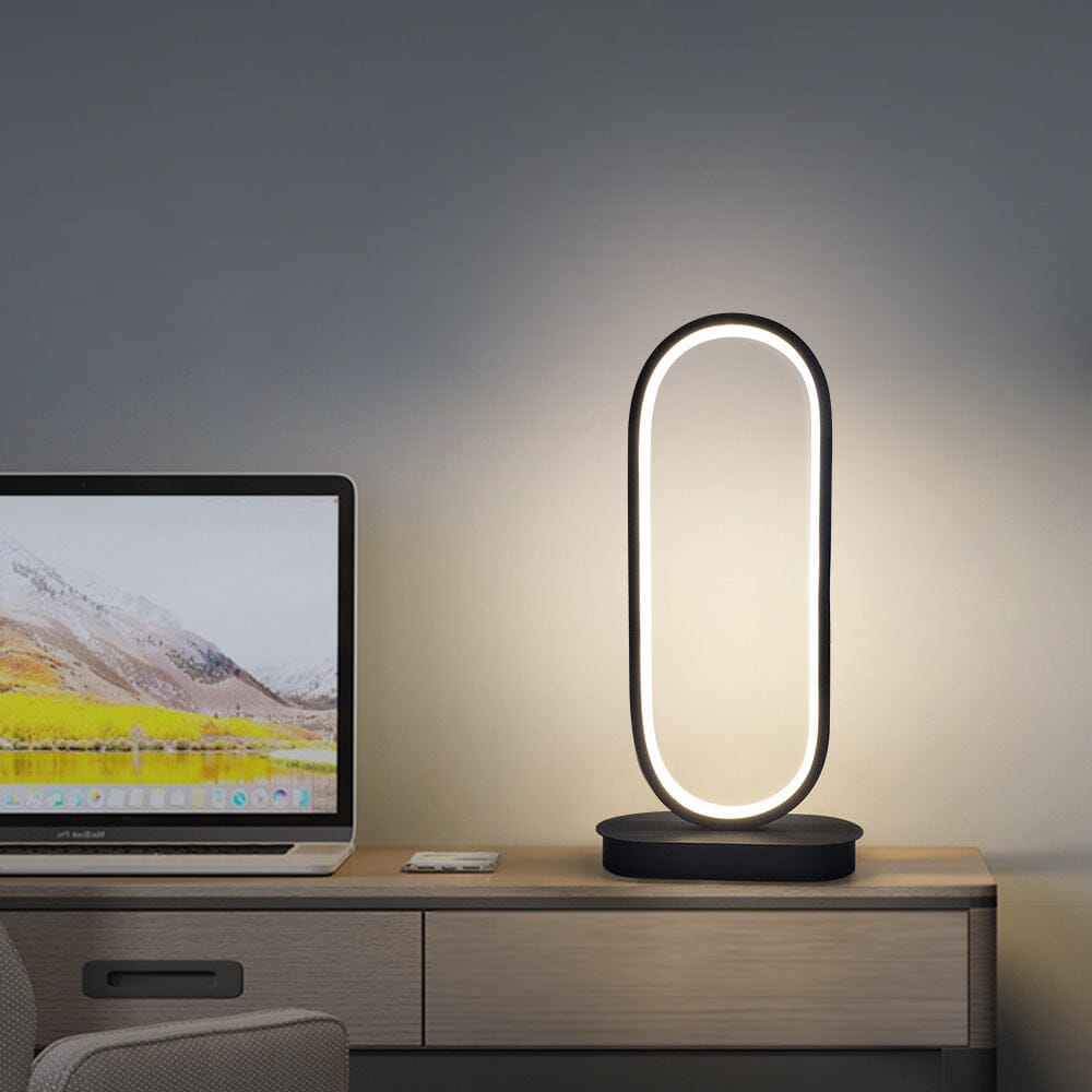 Aurelis Oval Table Lamp In Iron Finish Compact And Sleek