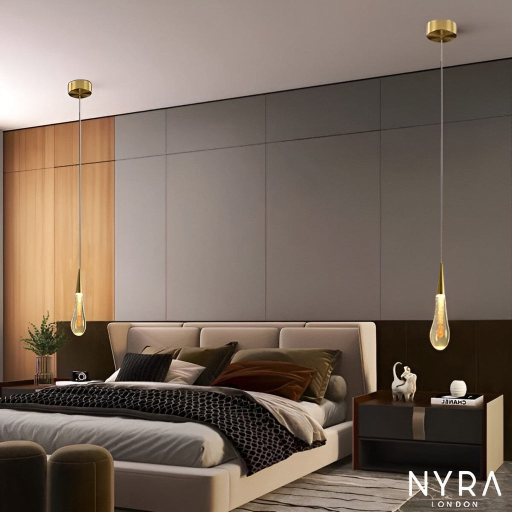 Aurora Golden Droplet Crystal Pendant Lights for Homes and Offices
