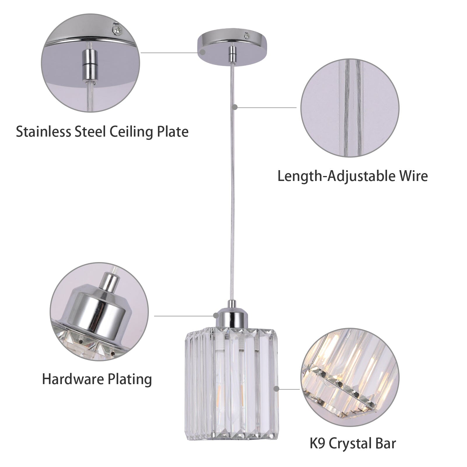 Liora Contemporary Crystal Glass Pendant Light For Living Rooms