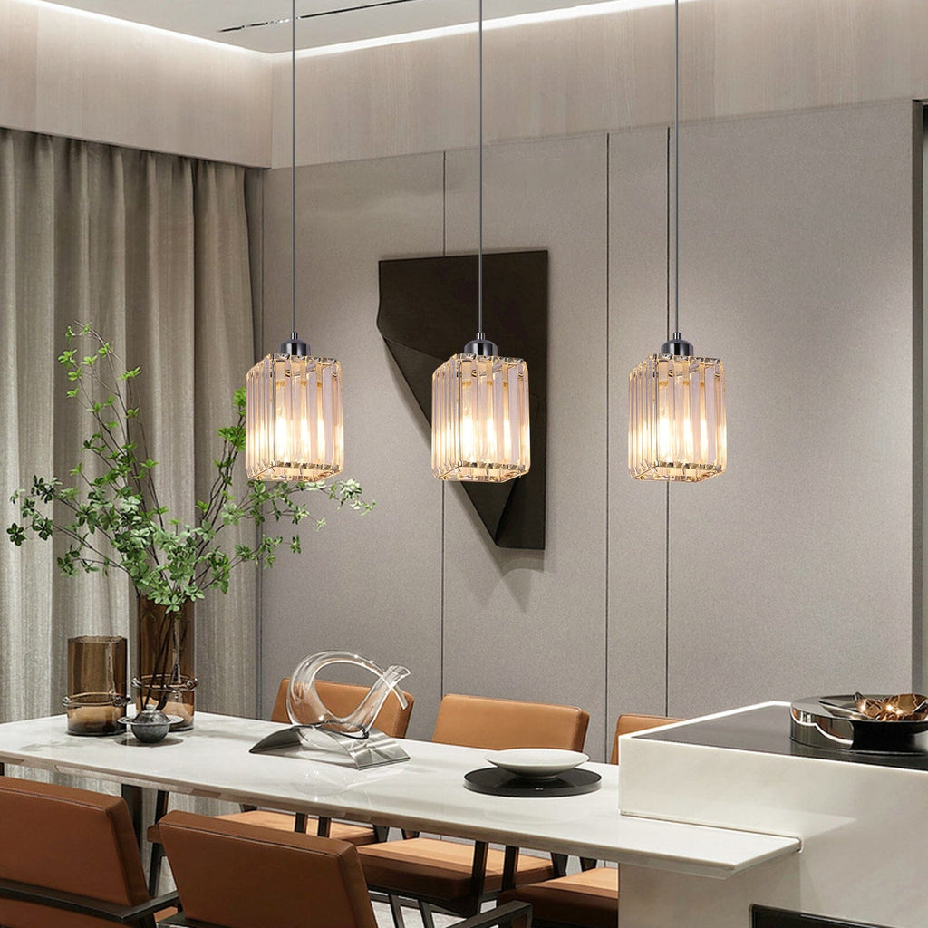 Liora Contemporary Crystal Glass Pendant Light For Living Rooms