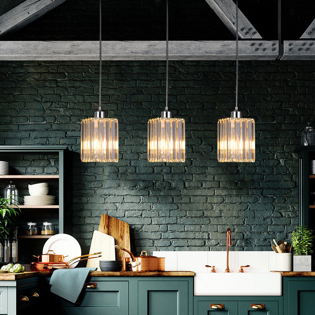 Liora Contemporary Crystal Glass Pendant Light For Living Rooms