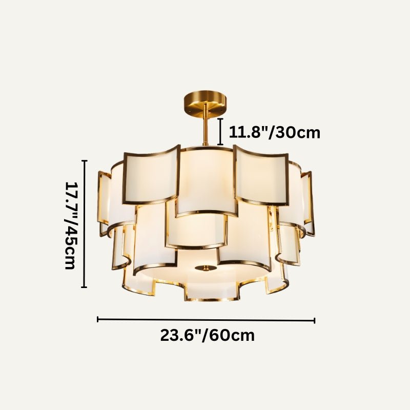 Elara Glass Chandelier With Frosted Glass Panels And Iron Frame