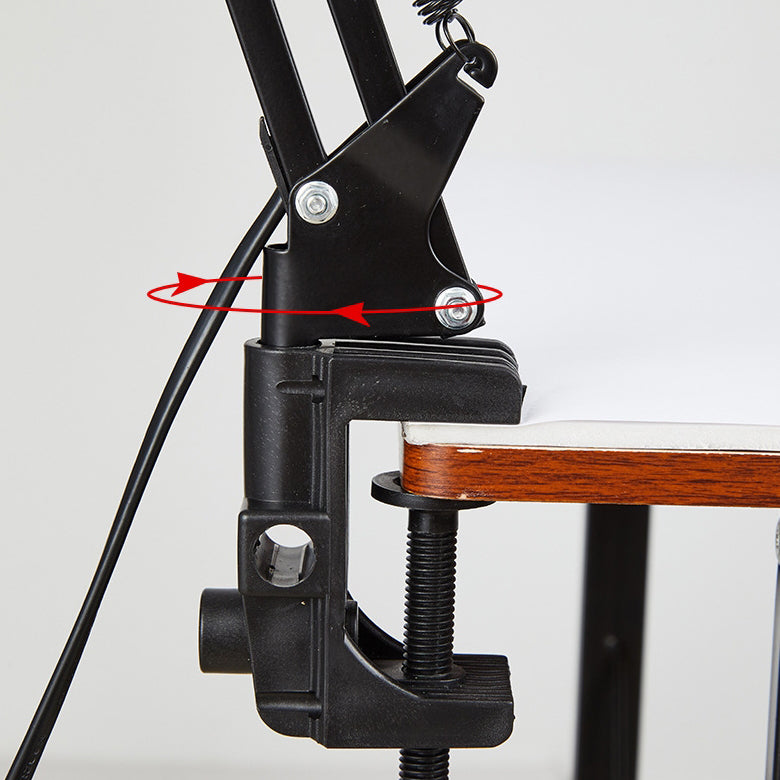 AstraClip einziehbare Clip-Tischlampe mit langem Arm aus Eisen und ABS für Schlafzimmer