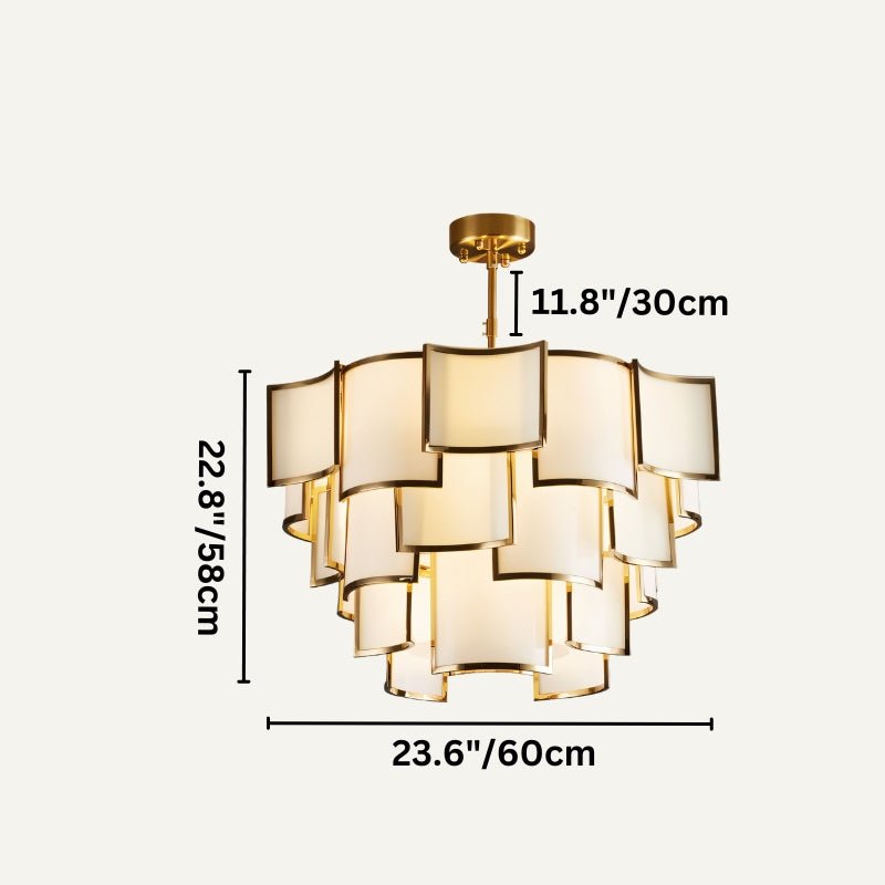 Elara Glass Chandelier With Frosted Glass Panels And Iron Frame