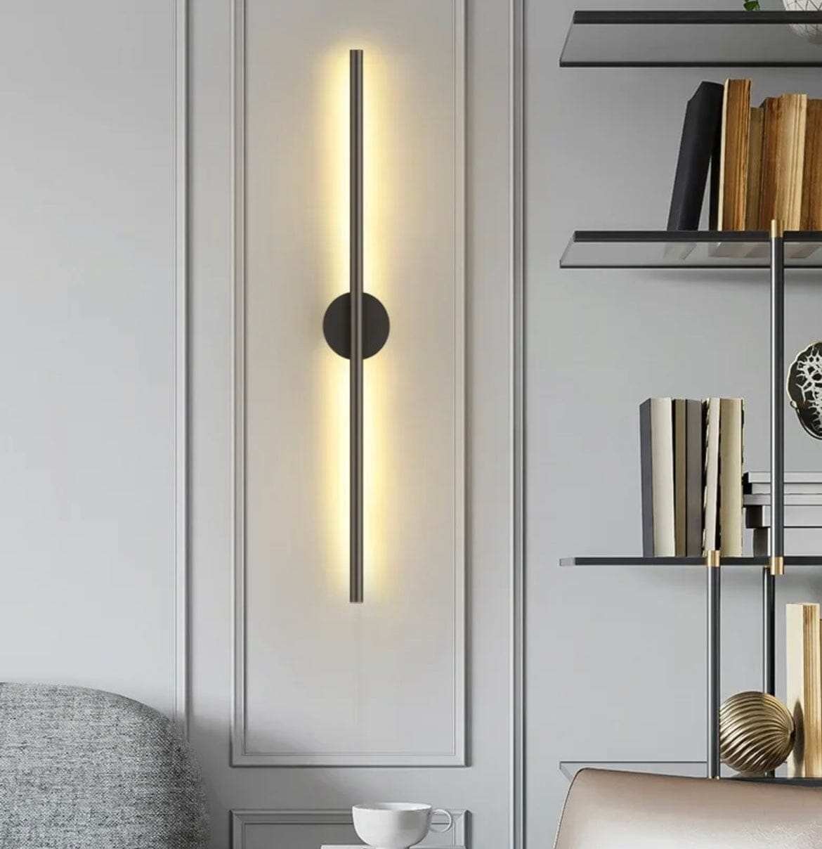 Lyra Tube Wall Light Noir LED With Acrylic Shade And Aluminum Body