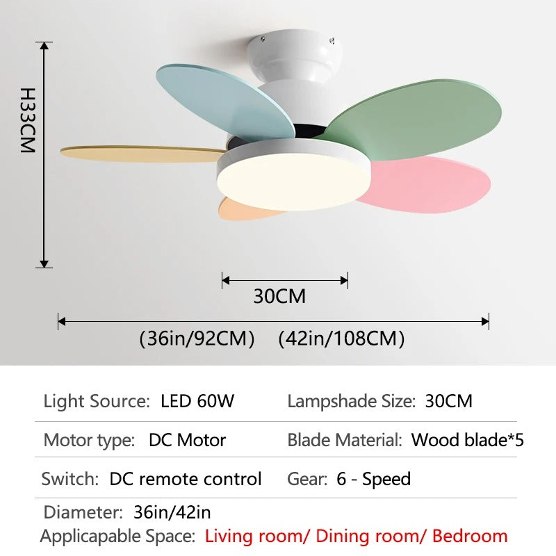 AuroraNova Ceiling Fan with Multicolored Blades and 60W LED Light