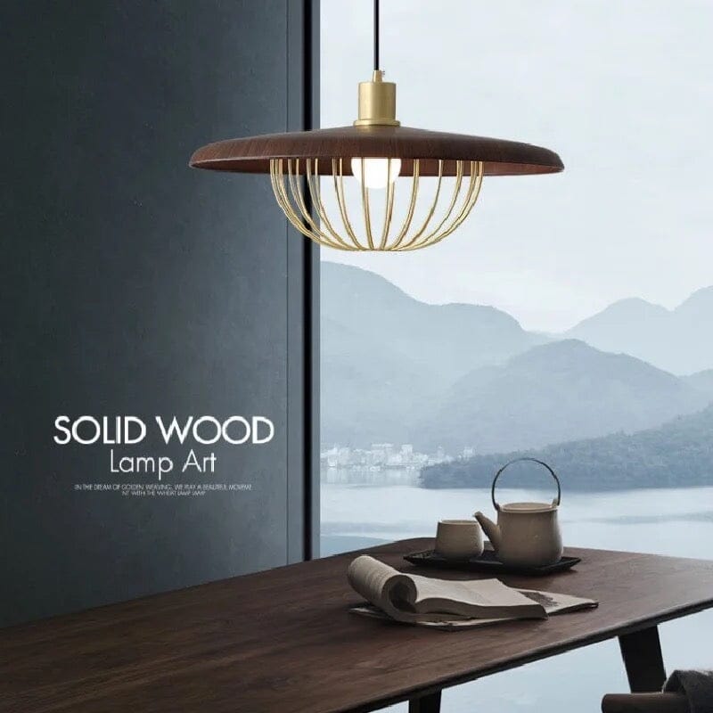 Liora Oakwood Style LED Pendant Light With Metal Accents