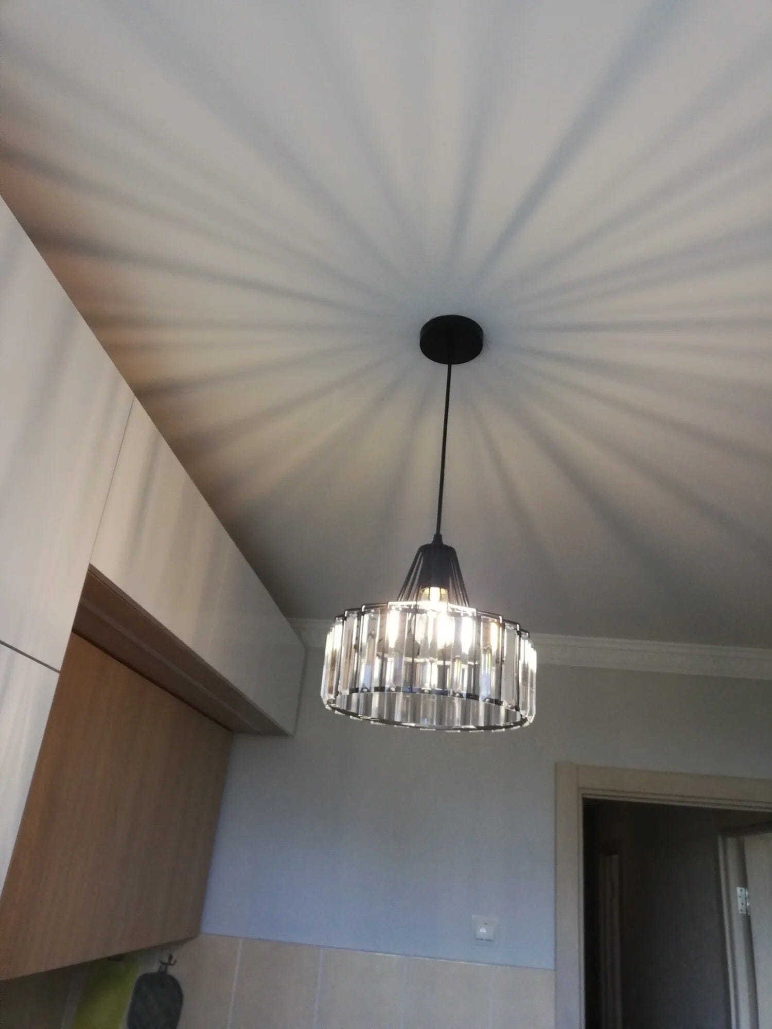 Lyra Crystal Pendant Light With Iron Fixture And Prismatic Glow