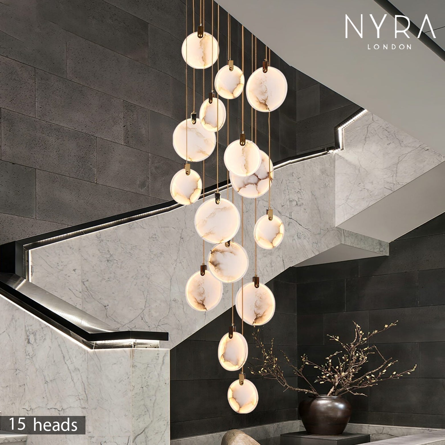 Liora Marble Crystal LED Pendant Lights For Warm Ambience