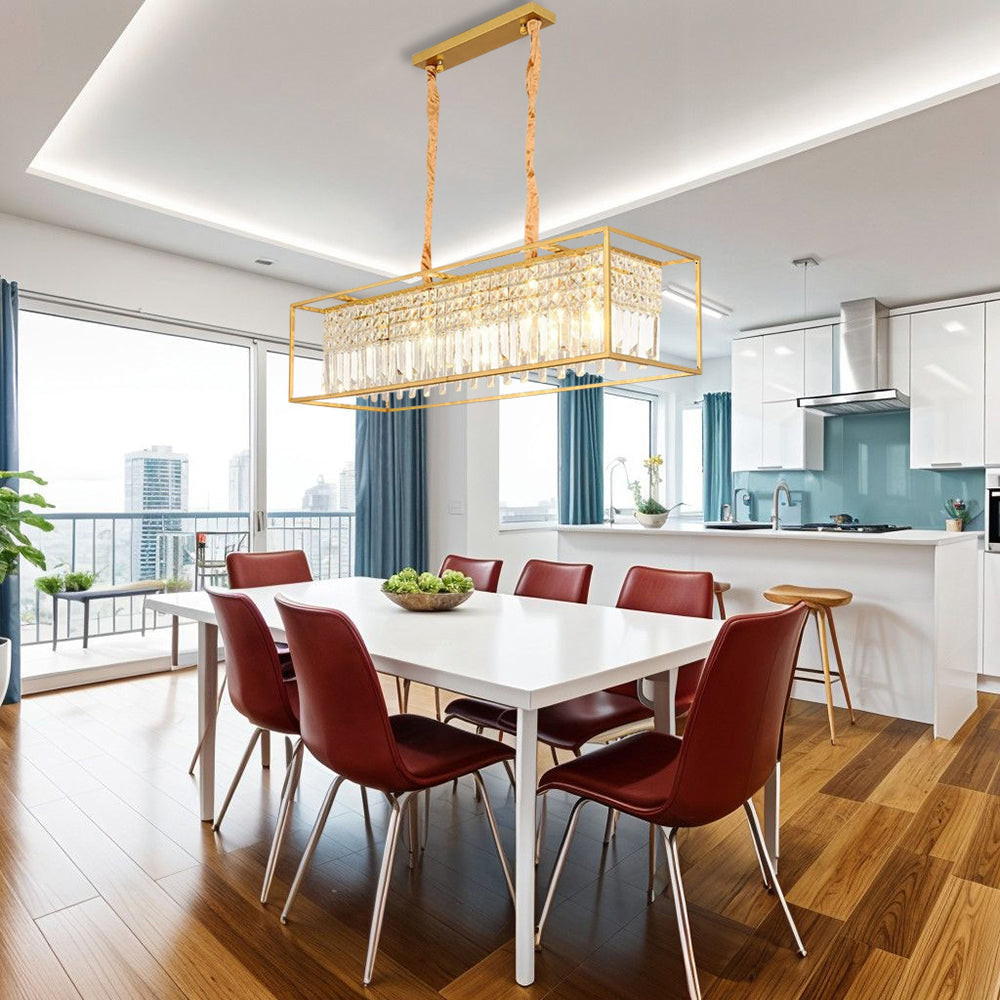 Asterra rektangulært krystalllysekrone med K9-prismer og justerbar kjede