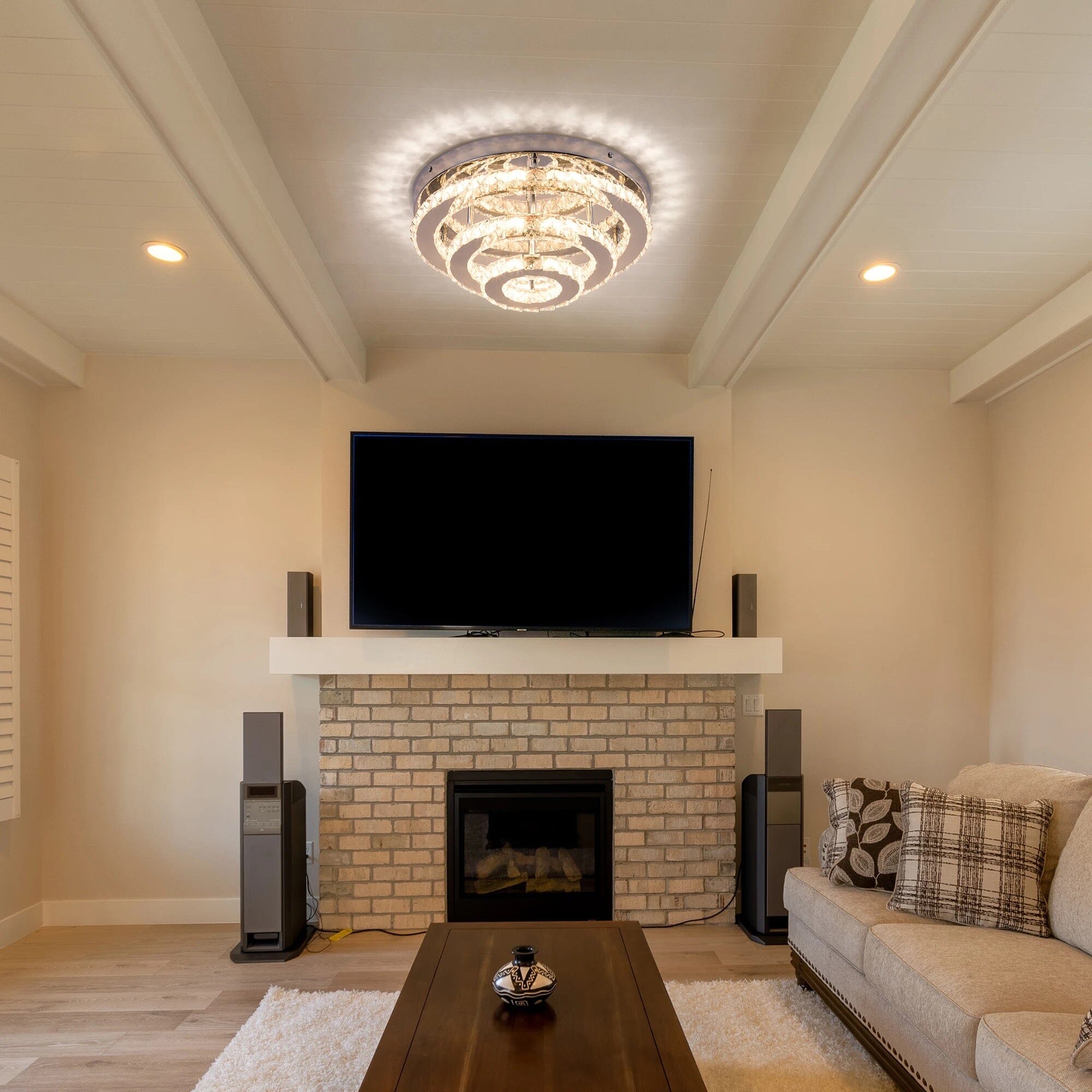 Aurelia Crystal Chrome Ceiling Light Round Chandelier For Elegant Rooms