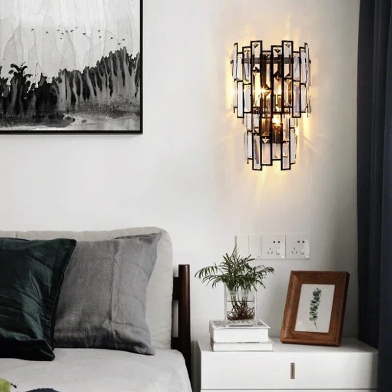 Elara Crystal Wall Lamp with Vintage Charm and K9 Crystals