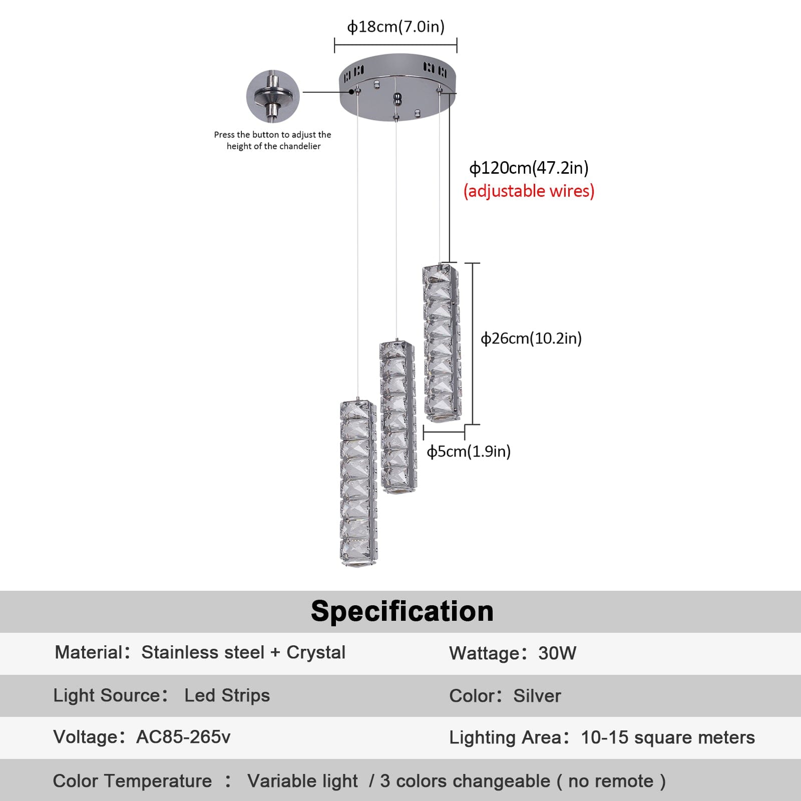 Lumirelle Aurea Cascade Crystal LED Chandelier With Adjustable Suspension