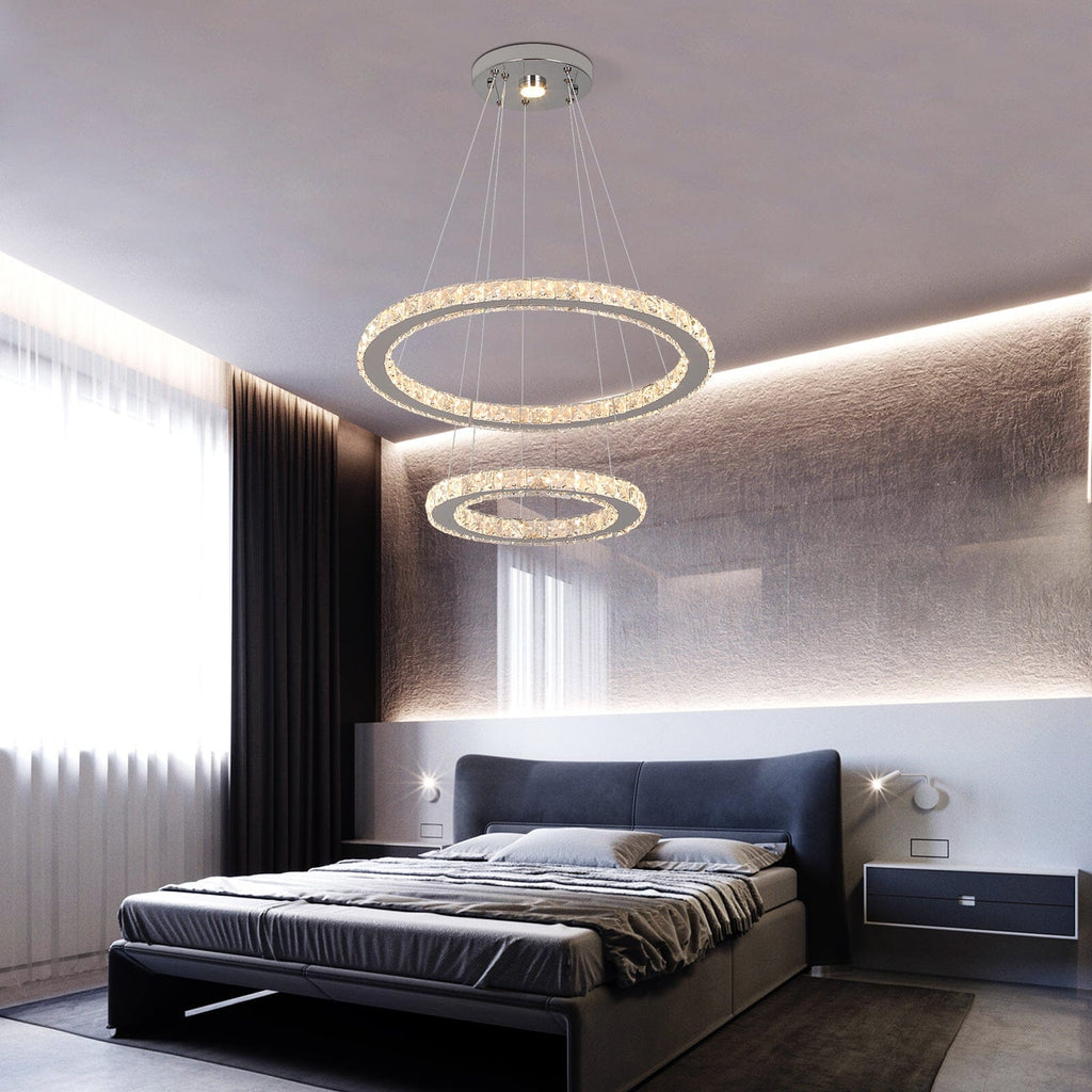 Aurea Crystal Ring Pendant Light With Chrome Finish
