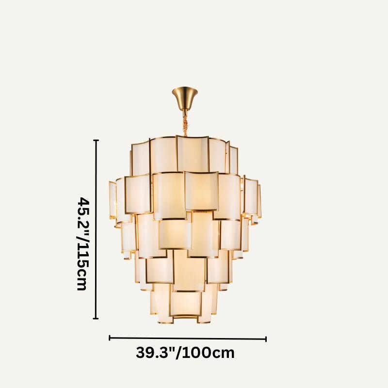 Elara Glass Chandelier With Frosted Glass Panels And Iron Frame