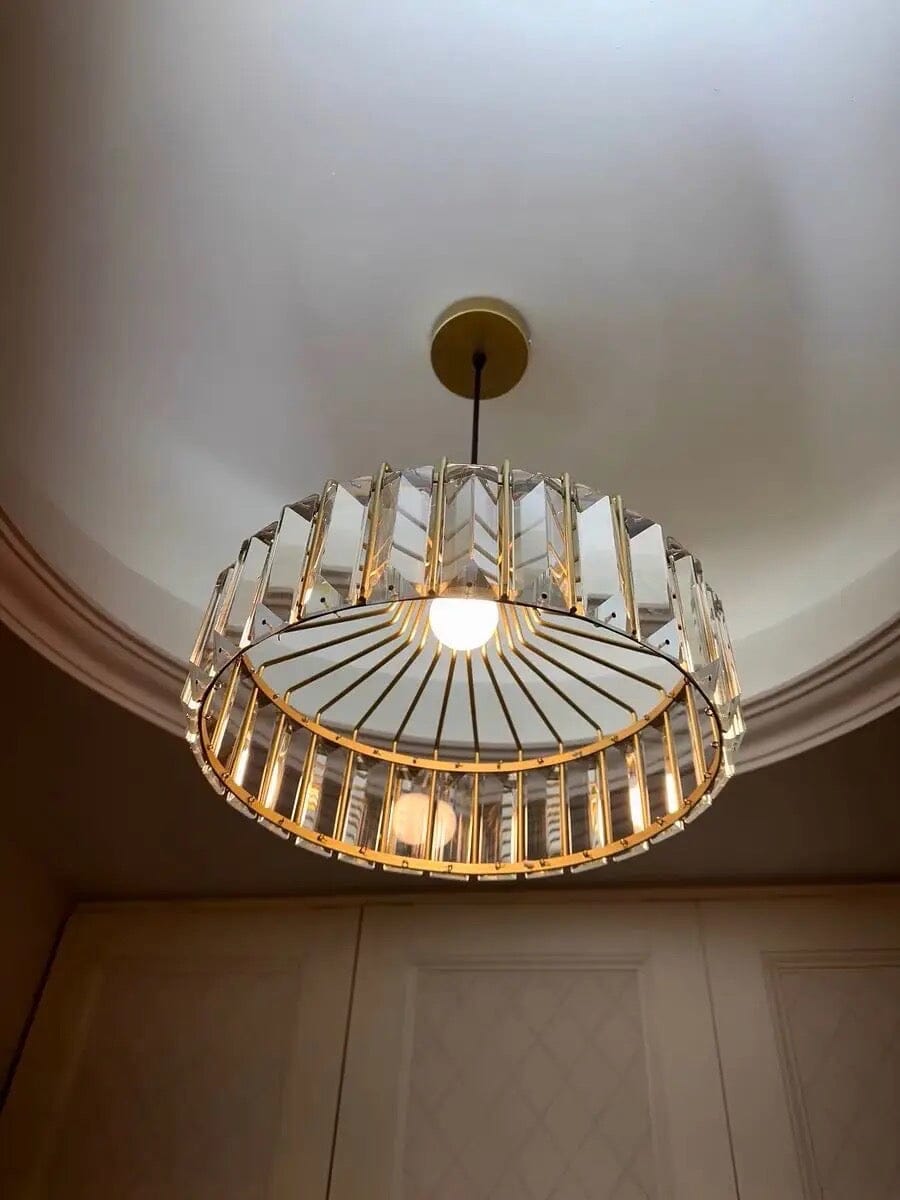 Lyra Crystal Pendant Light With Iron Fixture And Prismatic Glow