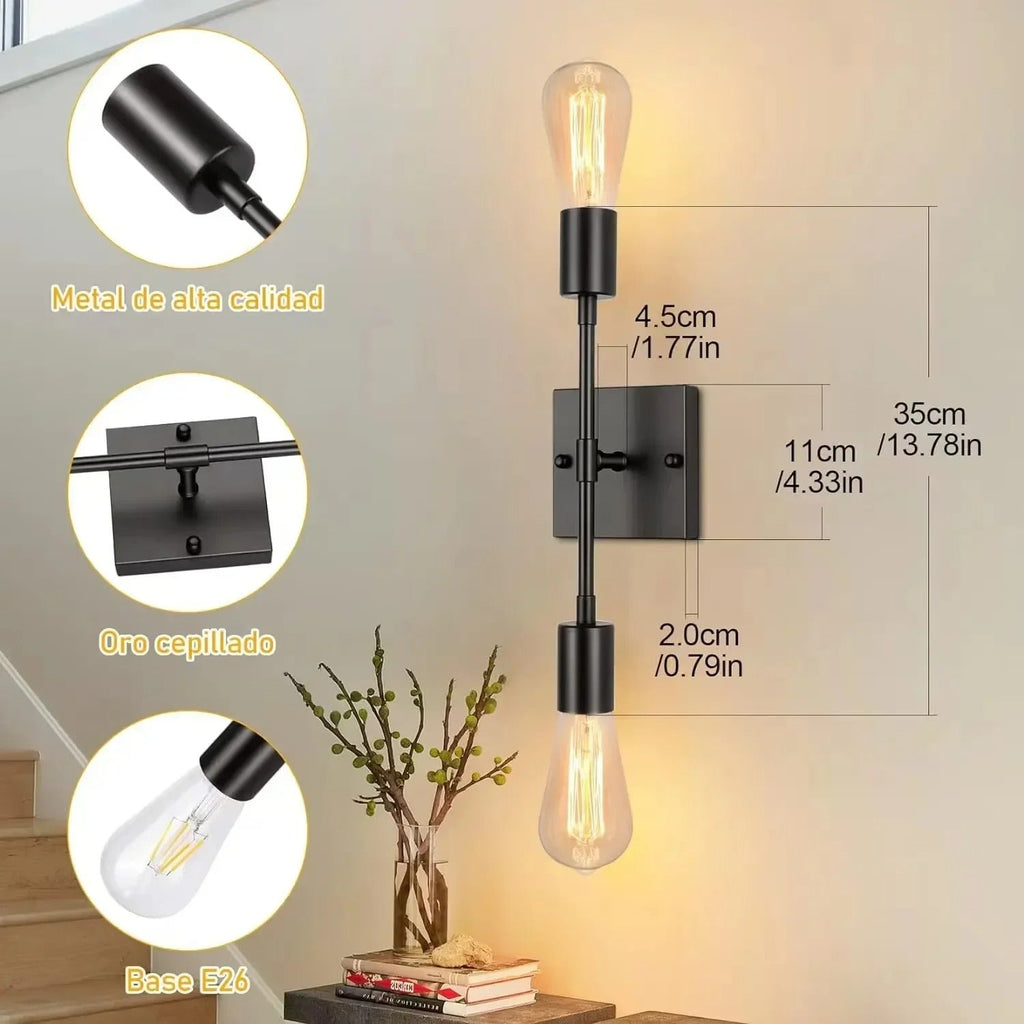 Aurea Twin Wall Sconce In Metal Dimmable Up To 60 Watts