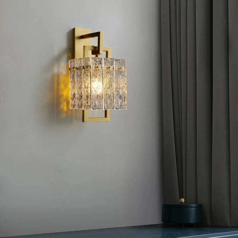 Aurora Copper Glass Led Wall Light With Crystal Accents