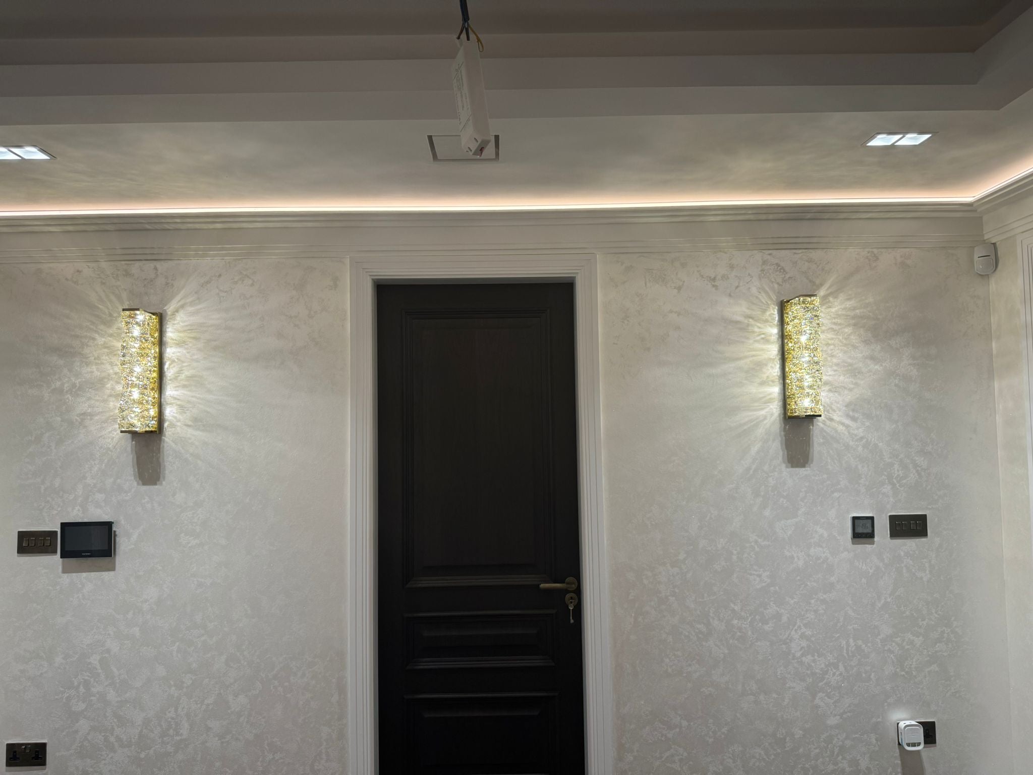 Lyra Wall Lamp in Stainless Steel with Crystal Accents, 3 Color Temperatures