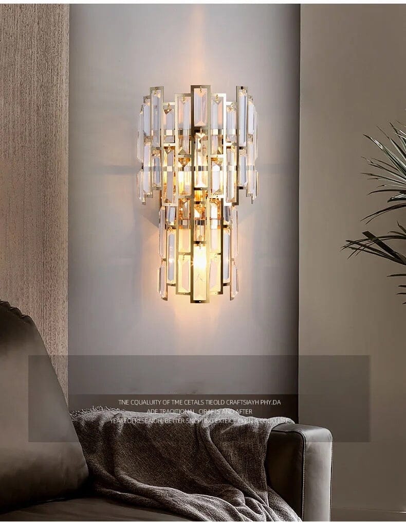 Elara Crystal Wall Lamp with Vintage Charm and K9 Crystals