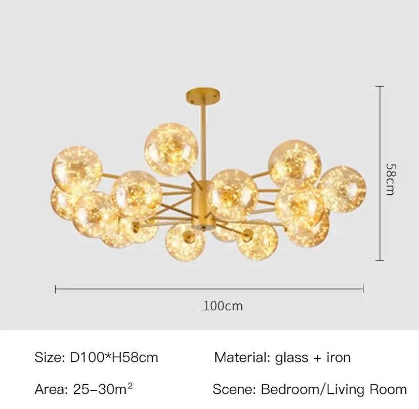 Aurelia Glass Bean Chandelier With Integrated LED Lighting