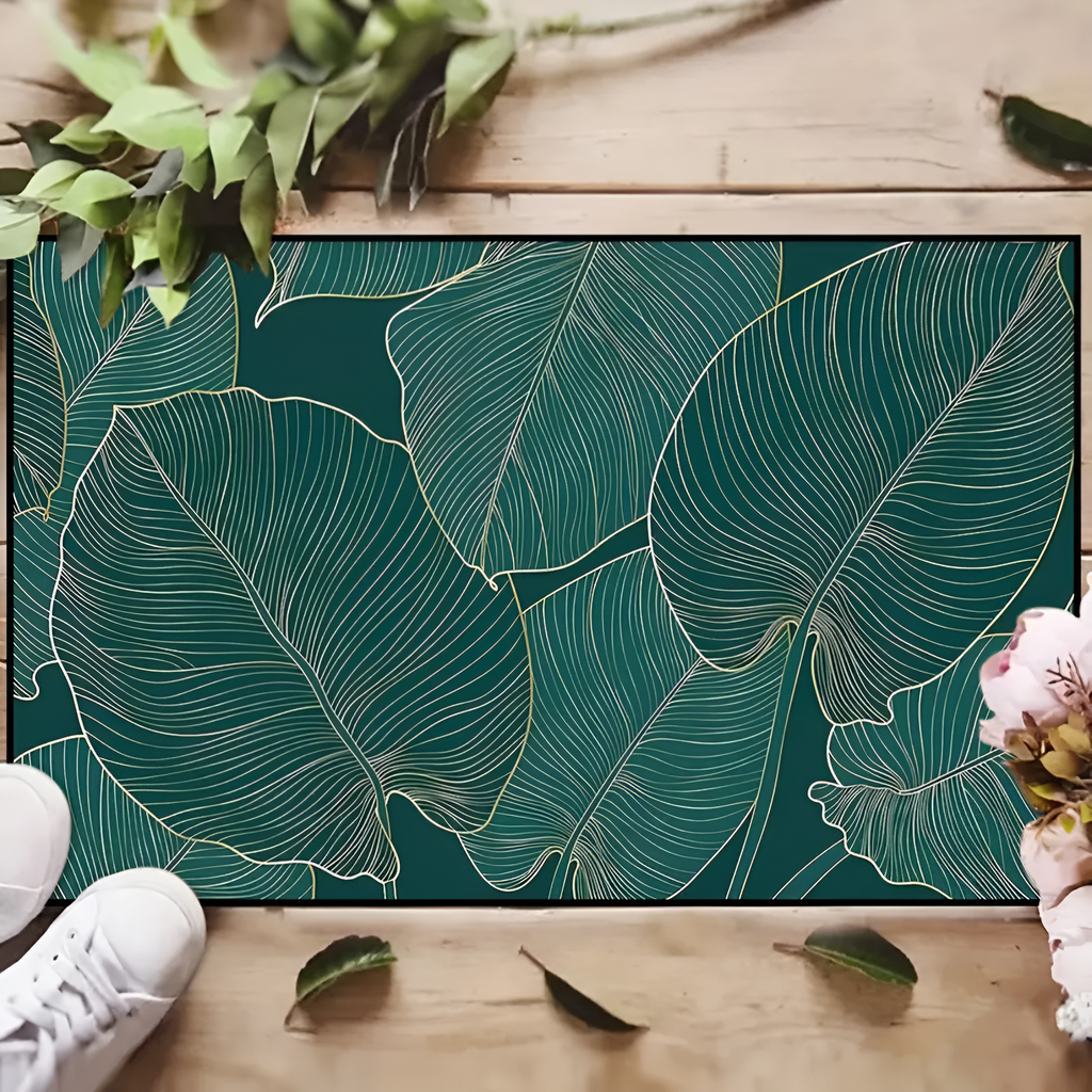 Marisol Gold Linear Leaf Doormat