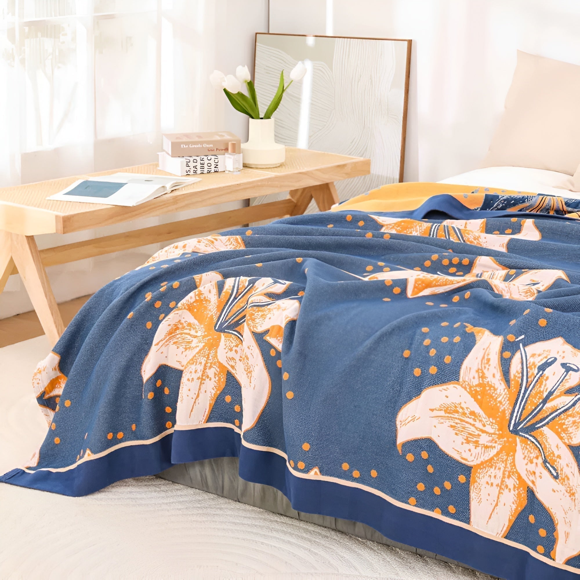 Haven Bloom Floral Cotton Blanket