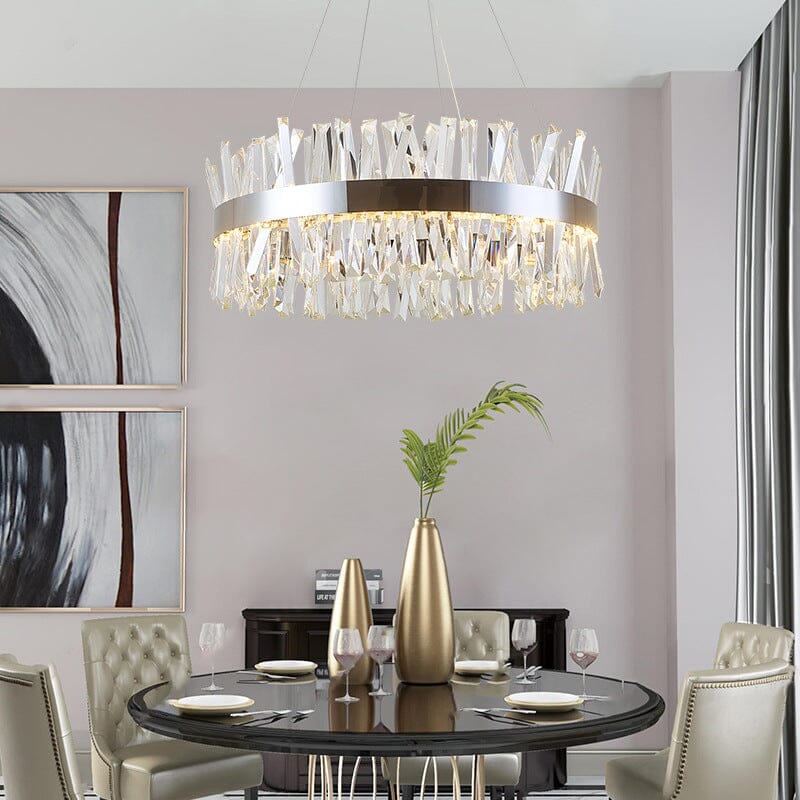 AstraLume Chrome Crystal Chandelier in Stainless Steel With K9 Crystals
