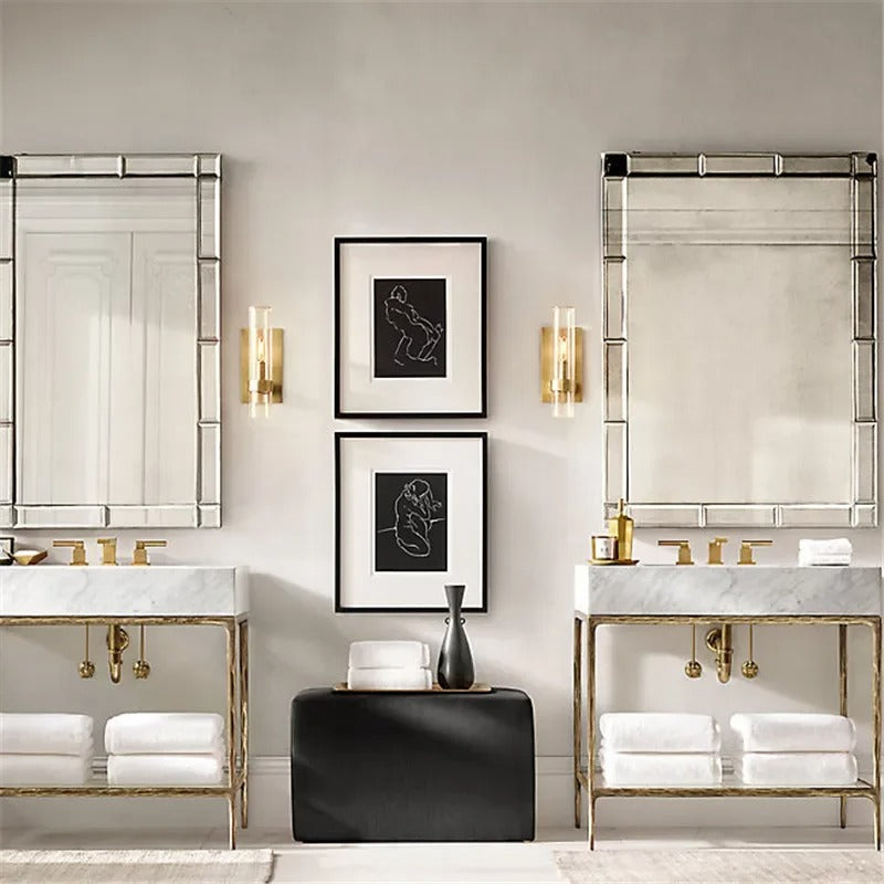 Aurelia Flame Wall Sconce With Glass Cylinder And Metal Frame