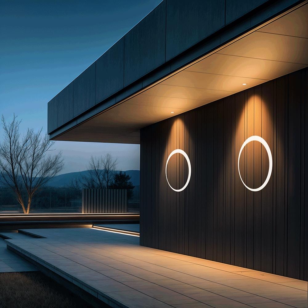 Astraeon Eclipse Outdoor Wall Light Modern Circular Exterior Fixture