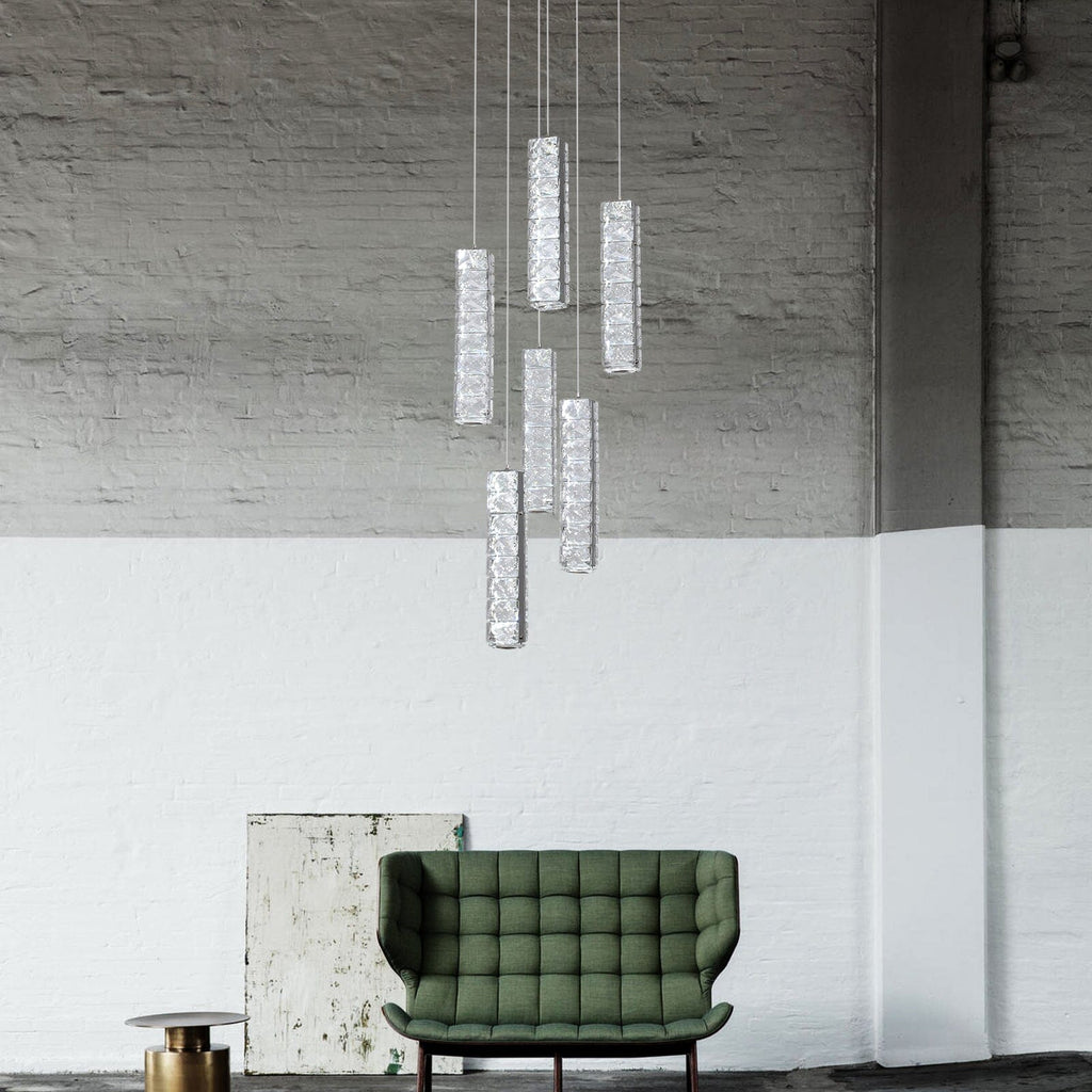 Lumirelle Aurea Cascade Crystal LED Chandelier With Adjustable Suspension