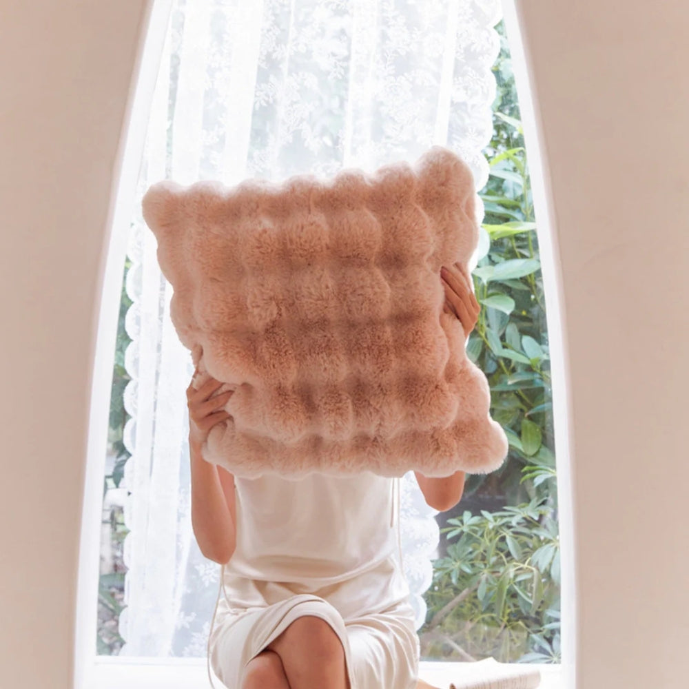 Harlow Faux Rabbit Fur Pillow Cover