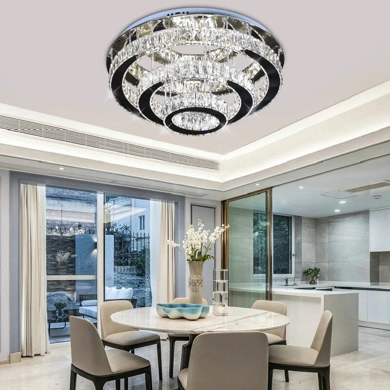 Aurelia Crystal Chrome Ceiling Light Round Chandelier For Elegant Rooms