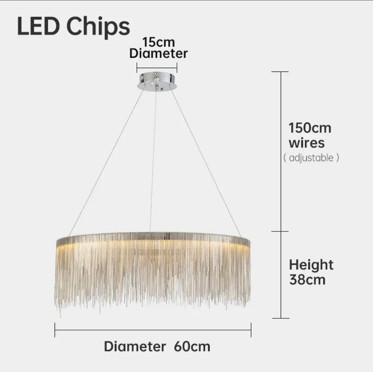 Asterra Nordic runder Quasten-Ketten-Kronleuchter für moderne Innenräume