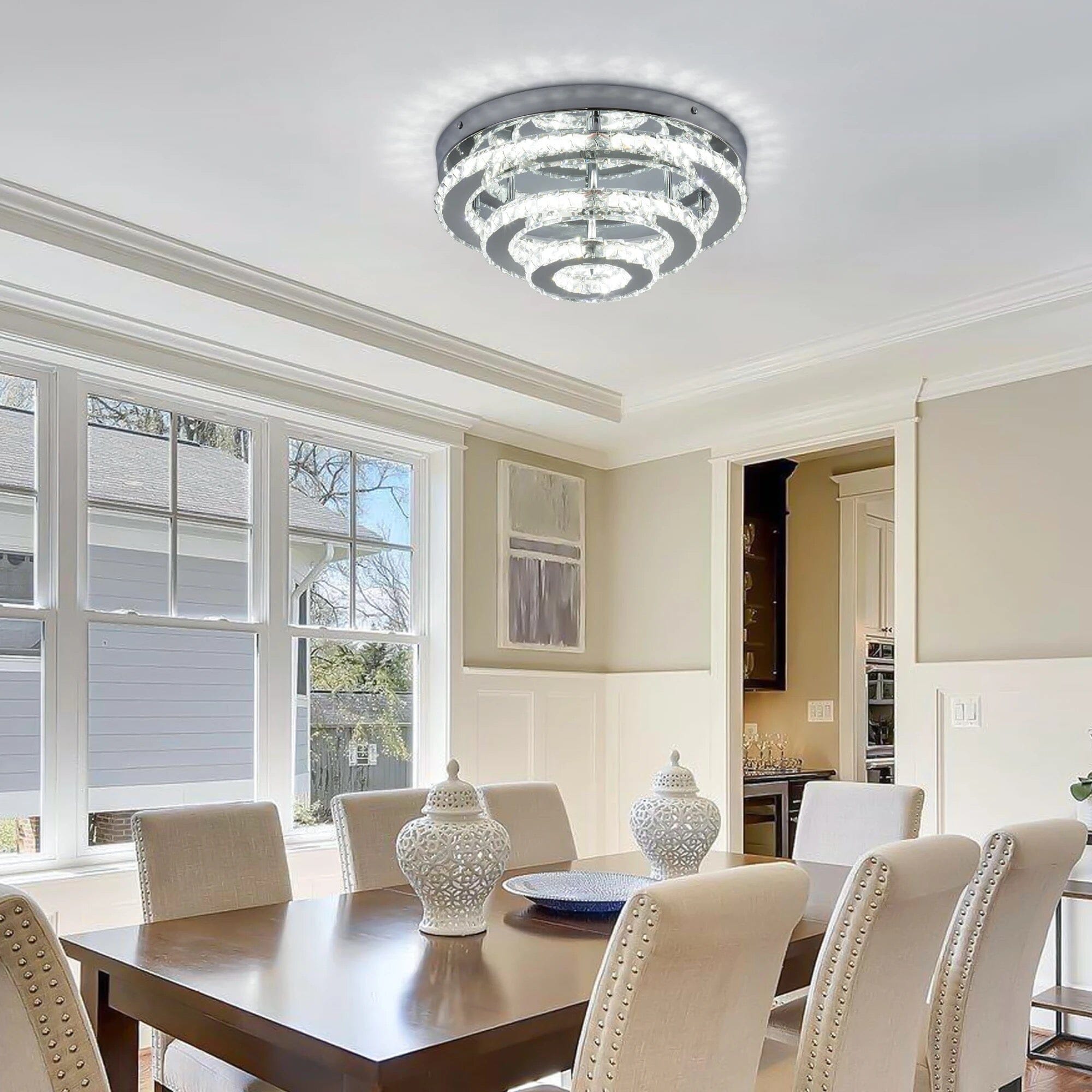 Aurelia Crystal Chrome Ceiling Light Round Chandelier For Elegant Rooms