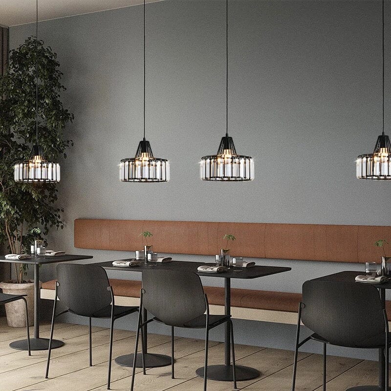 Lyra Crystal Pendant Light With Iron Fixture And Prismatic Glow