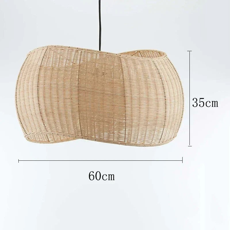Aurela Bamboo Weave Pendant Light With Faux Sheepskin Shade