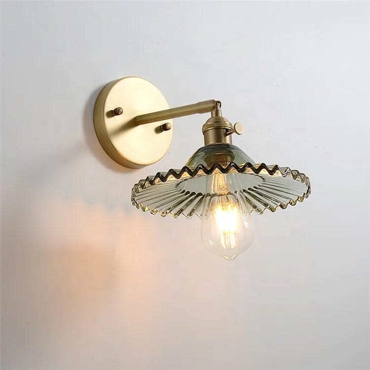 Aurelia Glass Wall Sconce With Green Stained Glass Shade And Brass Holder