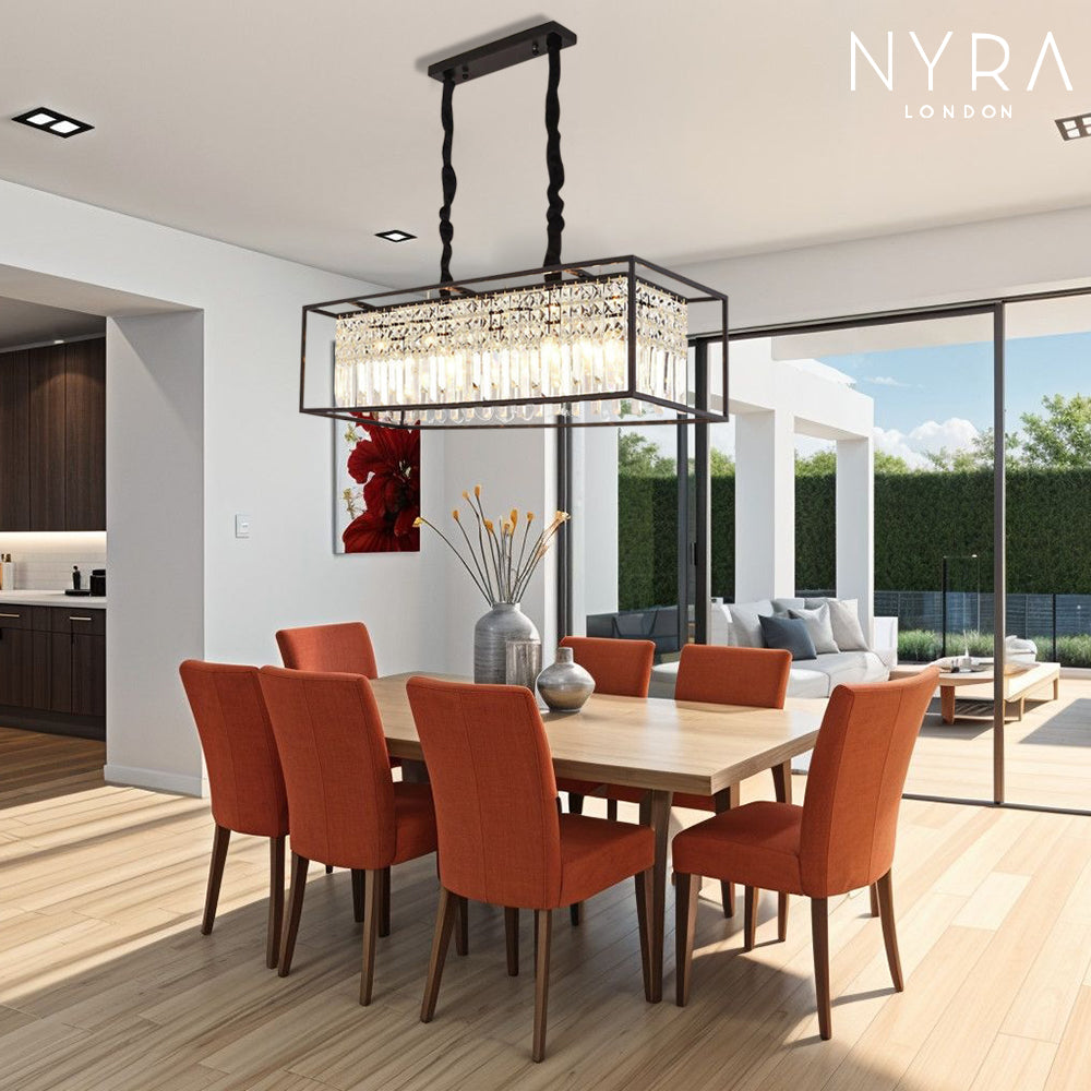 Asterra rektangulært krystalllysekrone med K9-prismer og justerbar kjede