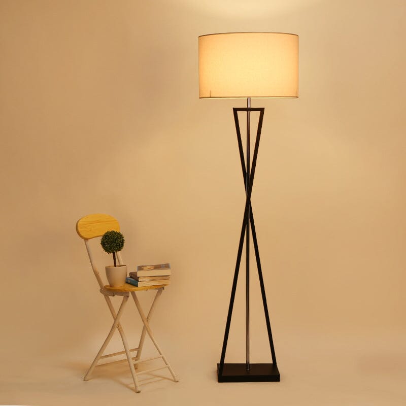 Lyra Twist Floor Lamp In Premium Iron With Fabric Shade