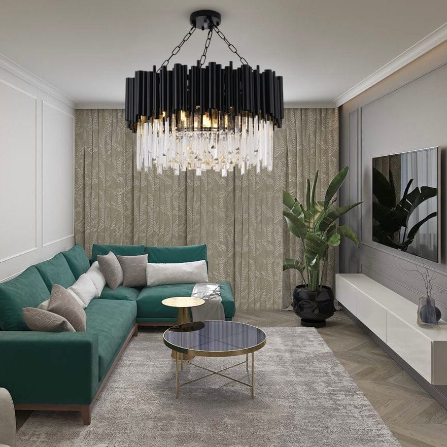 LustreNova Crystal Chandelier Collection in Matte Black Finish
