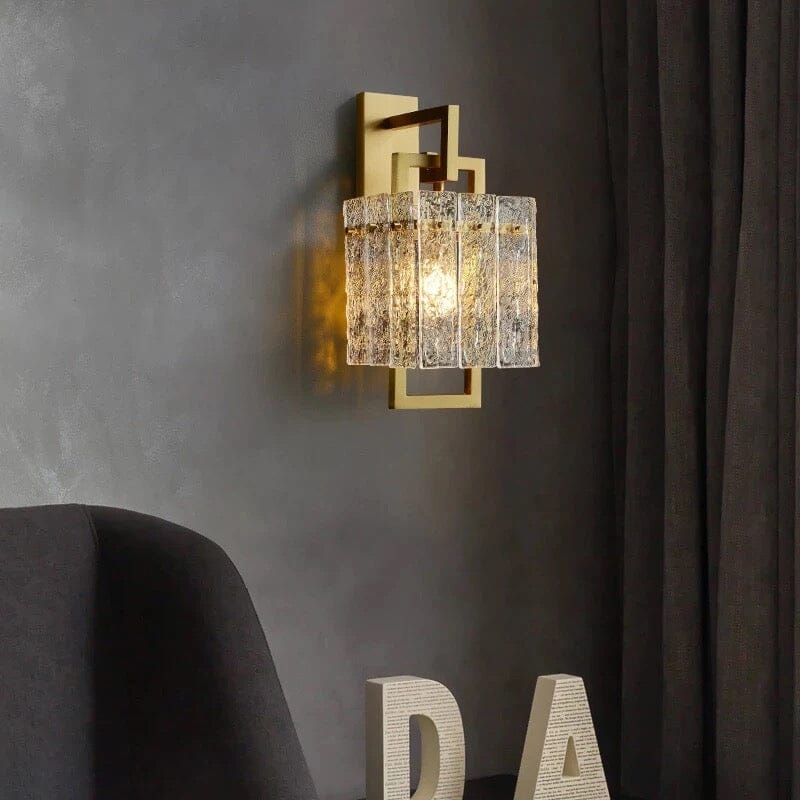 Aurora Copper Glass Led Wall Light With Crystal Accents