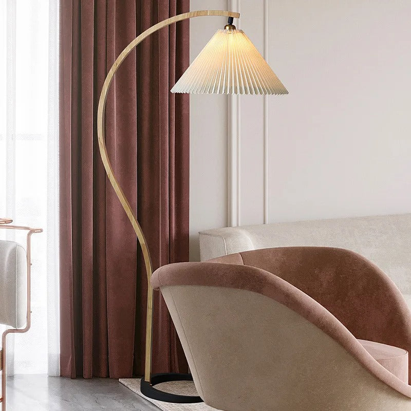 Fernhaven Floor Lamp With Beech Wood Frame And Linen Shade