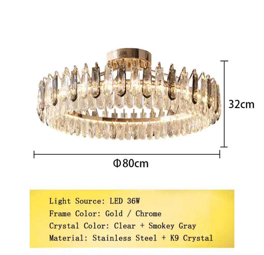 Lumistra Signature Crystal Ceiling Light In Gold Or Chrome With K9 Crystals
